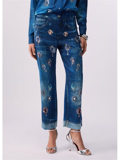 Pantaloni straight con stampa digitale LIU JO | UA6311T5958/79045